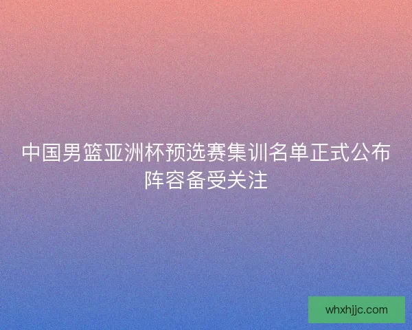 中国男篮亚洲杯预选赛集训名单正式公布阵容备受关注